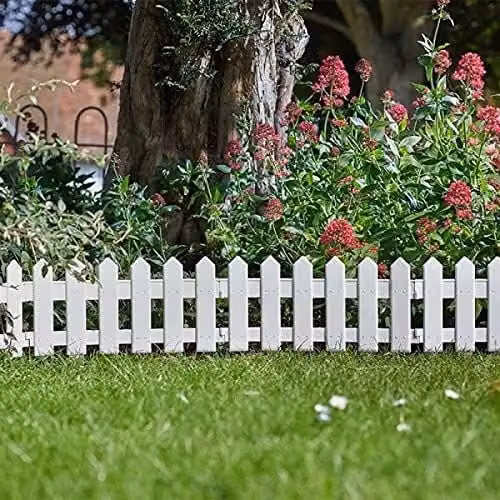 Marco Paul 4-Piece White Plastic Decorative Picket Fence Garden Edging Panels, W: 40 cm, H: 30 cm – 1