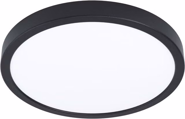 Loops Round LED Ceiling and Wall Flush Light in Black with White Plastic Shade, 20W Warm White – 1
