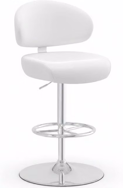 netfurniture Jamaica Height Adjustable Swivel Bar Stool with White Synthetic Leather Padded Seat