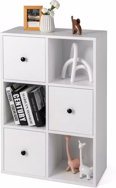 Costway Floor Standing Bookcase Cabinet in White