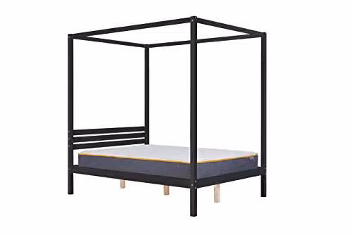 Birlea Mercia Black Lacquered Solid Wood Four Poster Canopy Bed Frame, 180 x 200 cm – 2