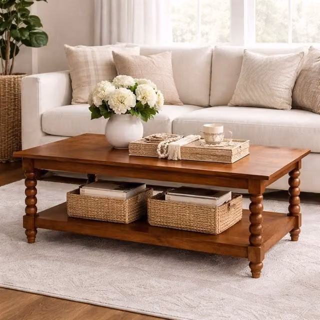 Artisan Furniture Mango Wood Spindle Coffee Table in Brown