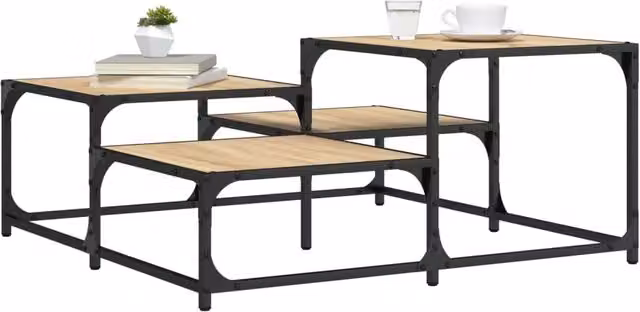 Berkfield Home Sonoma Oak Coffee Table in Brown, W/D/H: 87.5 x 87.5 x 40 cm