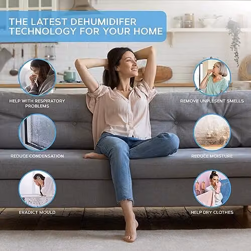 MONHOUSE 12L/Day Digital Dehumidifier with Sleep Mode and 24-Hour Timer, White – 4