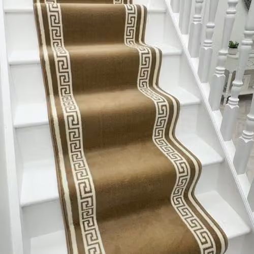 runrug Soft and Comfortable Stair Runner in Light Brown, W: 70 cm, L: 510 cm – 1