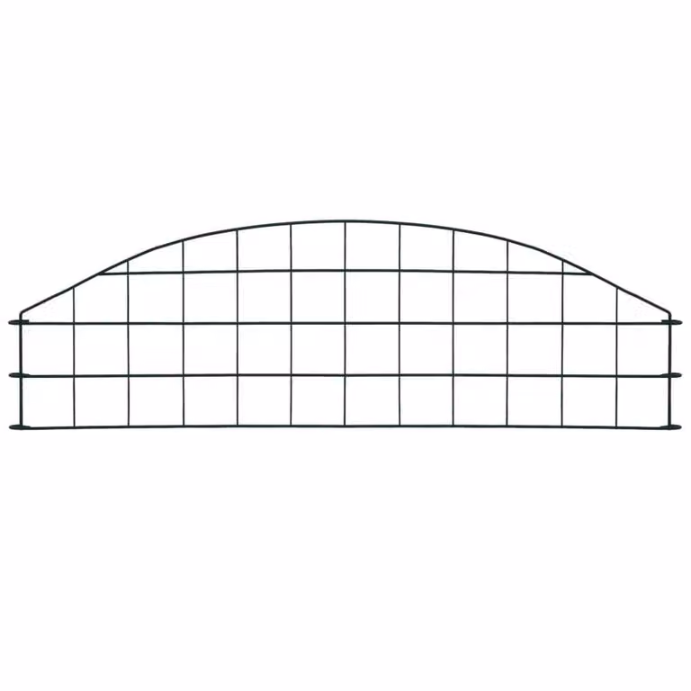 Berkfield Home Arched Garden Fence Set in Green Steel, W/H: 77.3 x 26 cm