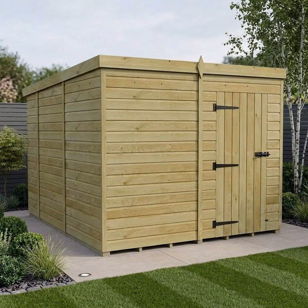 Buttercup Farm Pent Garden Shed with Single Door, Brown Timber – 2