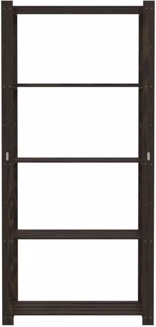 Berkfield Home Beautiful 5-Tier Storage Rack in Black Solid Wood Pine, W/D/H: 80 x 38 x 170 cm