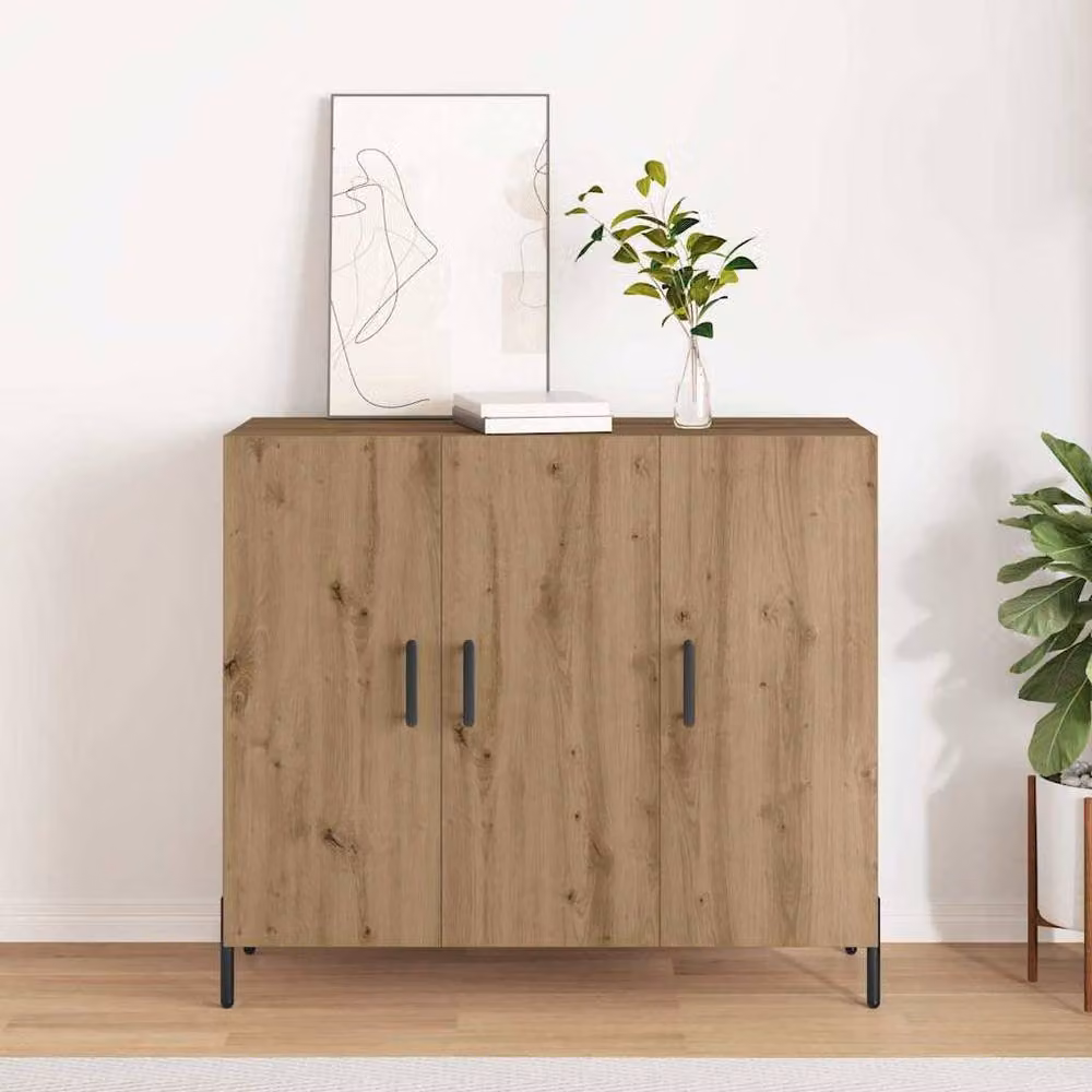 Berkfield Home Modern Artisan Oak Sideboard in Brown, W/D/H: 90 x 34 x 80 cm – 2