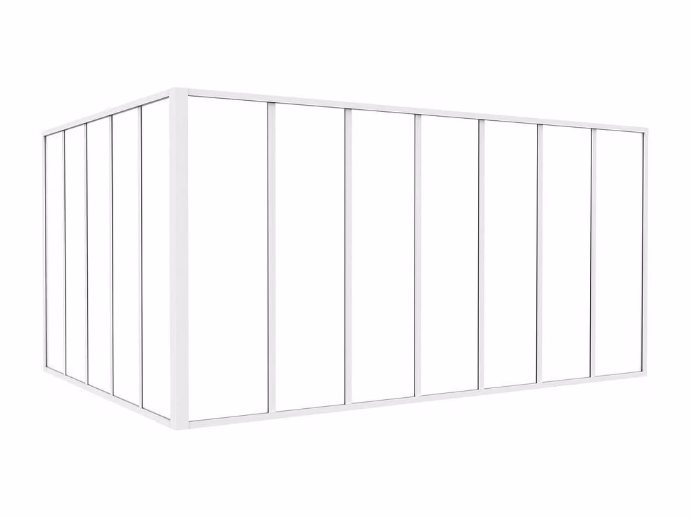 Vente-unique Corner Studio Glass Panelling in Powder-Coated Aluminium, White, W: 150 cm, L: 210 cm