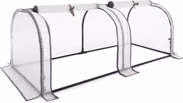 Christow Curved Roller Grow Tunnel with Reinforced Black and Transparent Plastic and Steel Cover