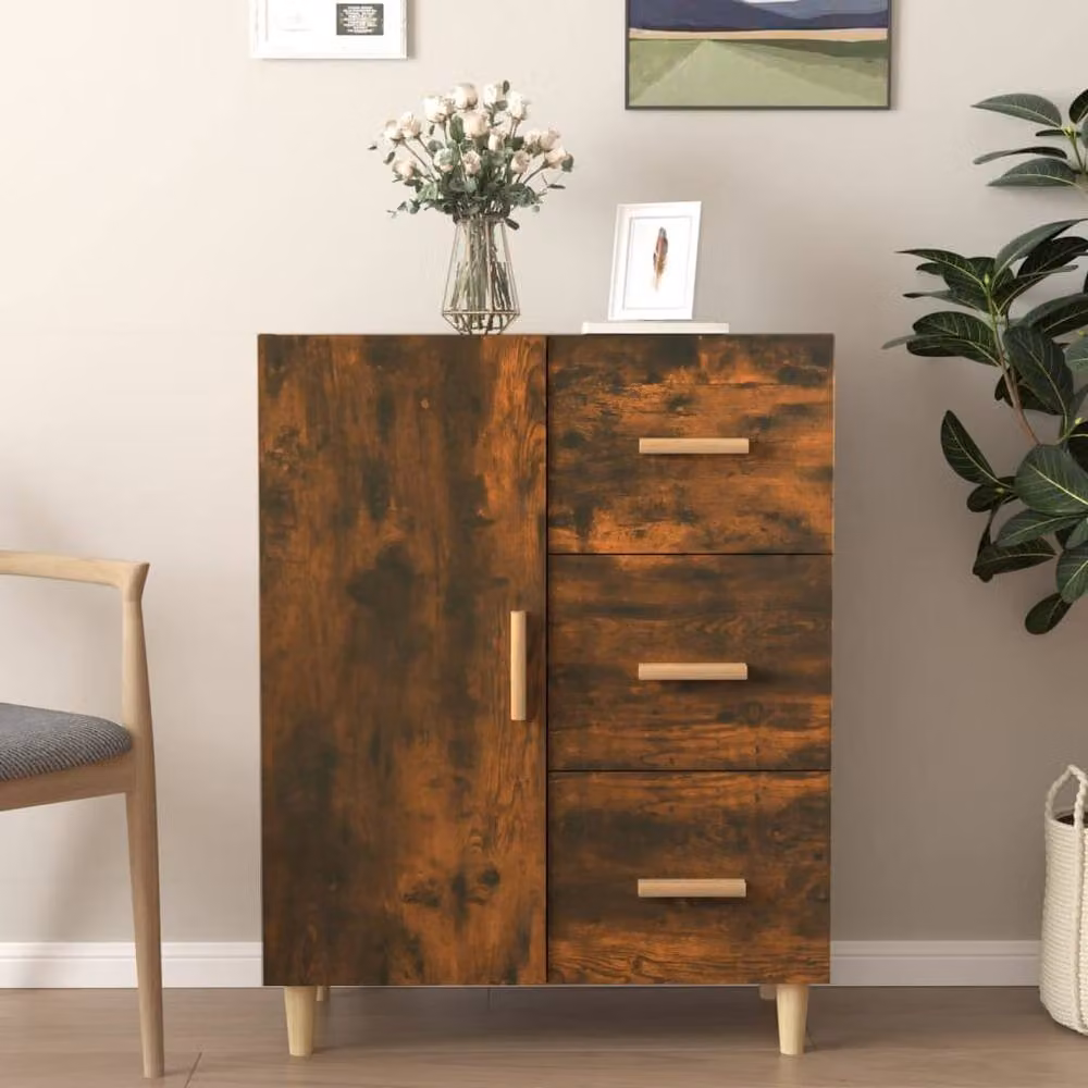 Berkfield Home Smoked Oak Sideboard in Brown, W/D/H: 69.5 x 34 x 90 cm – 2
