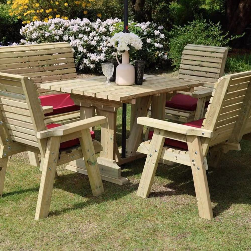Churnet Valley Garden Furniture Ltd Ergo 6 Seat Compact Garden Furniture Set in Brown, W/D/H: 120 x 90 x 75 cm