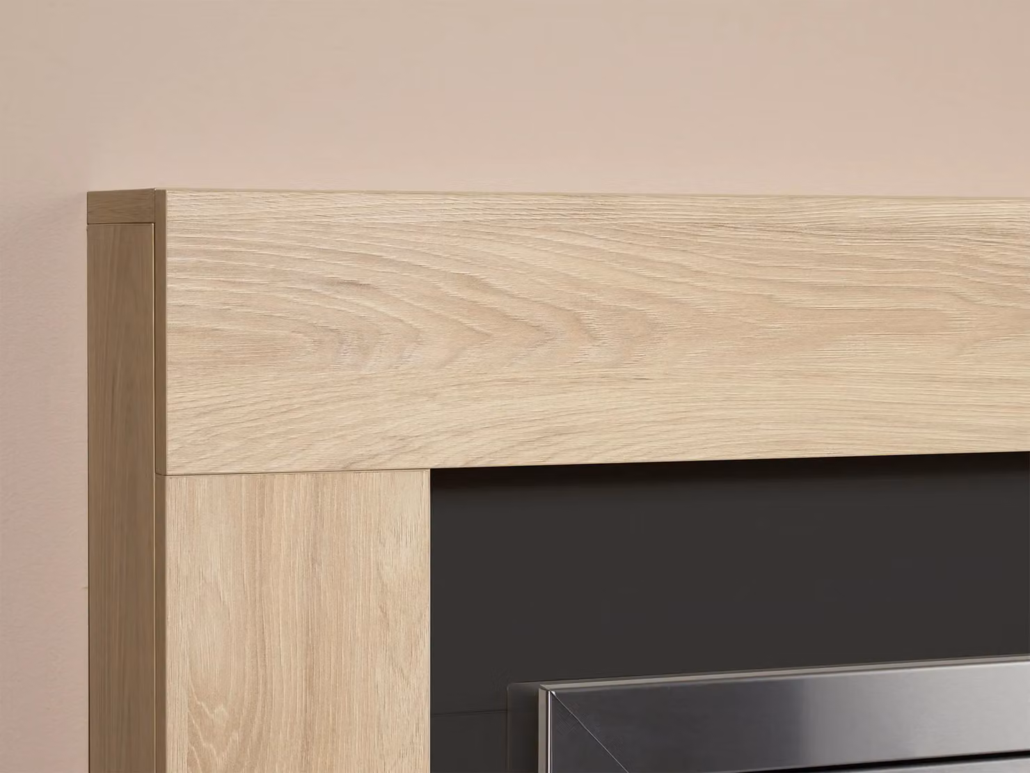 Adam Fires & Fireplaces Malmo Fireplace in Oak and Black with Helios Electric Fire in Brushed Steel, 39 Inch, Grey – 5