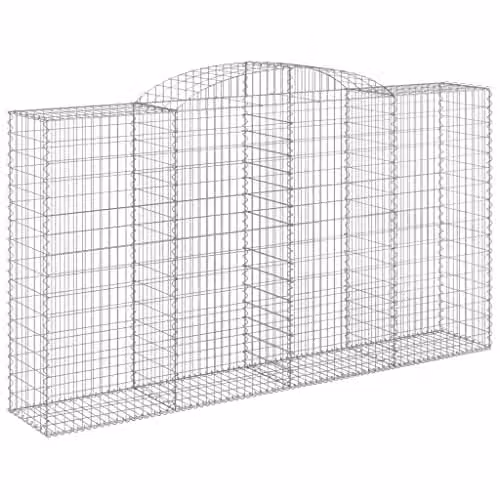 vidaXL Set of 5 Arched Gabion Baskets in Silver Galvanised Steel, W: 300 cm, D: 50 cm, H: 160/180 cm – 1