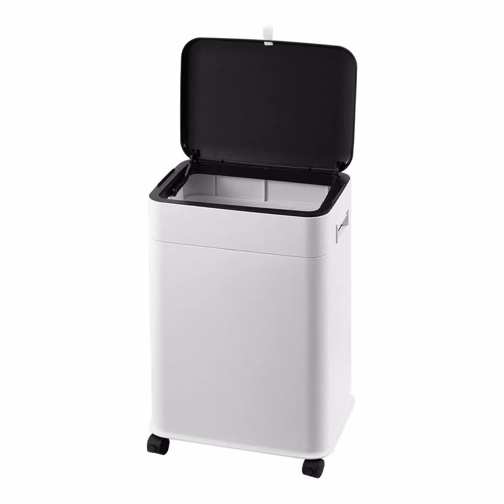 VOGREX Lidded Kitchen Bin with Adjustable Height and Flip Lid, White and Multicolour Plastic Waste Container – 2