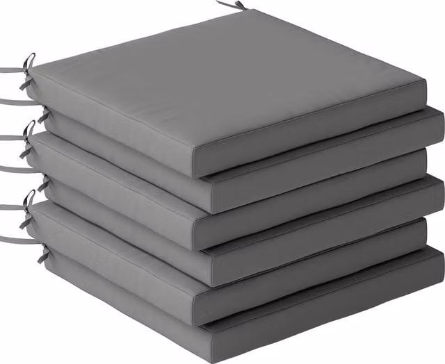 Outsunny Set of 6 Water Repellent Outdoor Seat Cushions in Dark Grey with Machine Washable Polyester Covers – 1