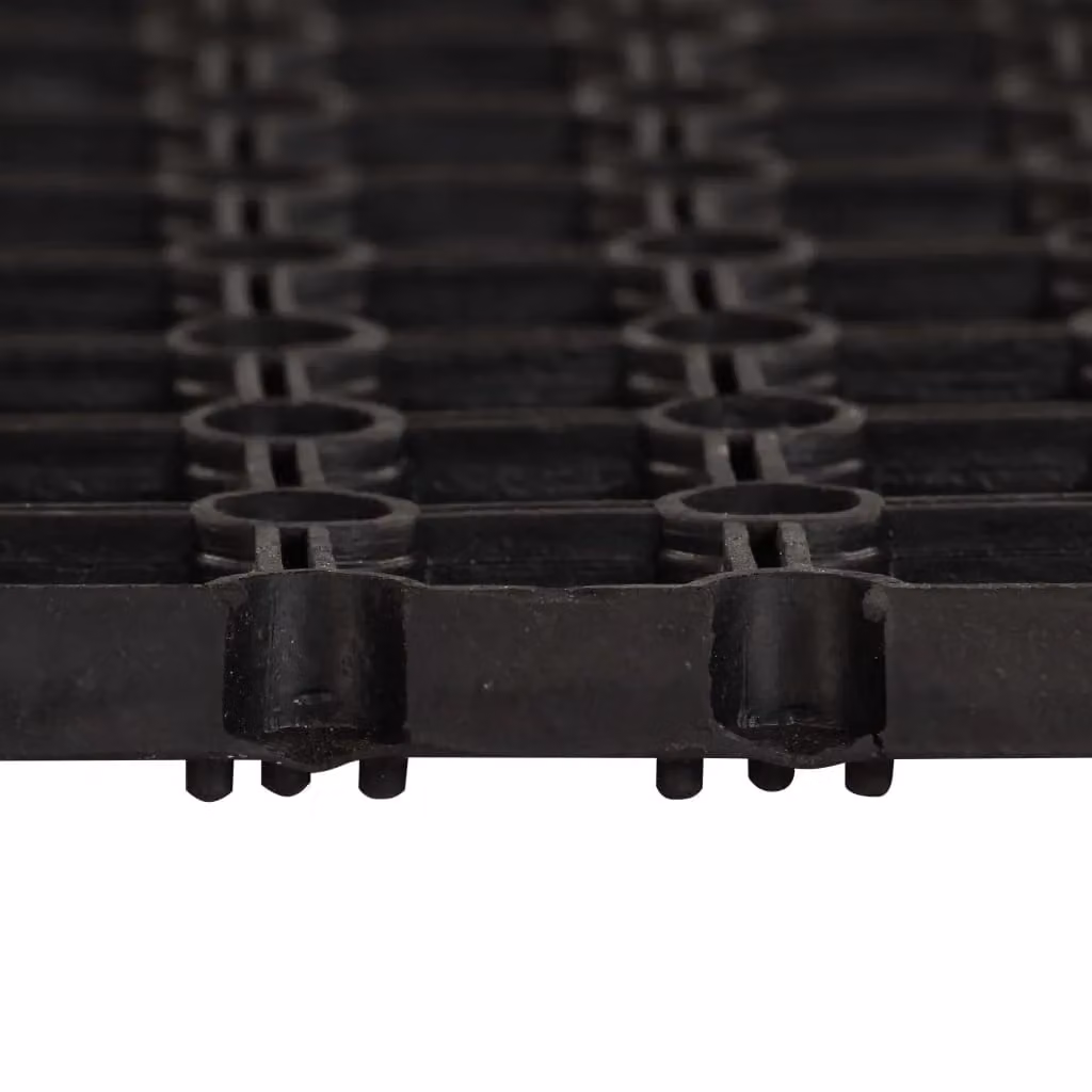 Berkfield Home Black Rubber Non-Slip Weatherproof Mat, W: 80 cm, L: 120 cm, H: 2.2 cm – 2
