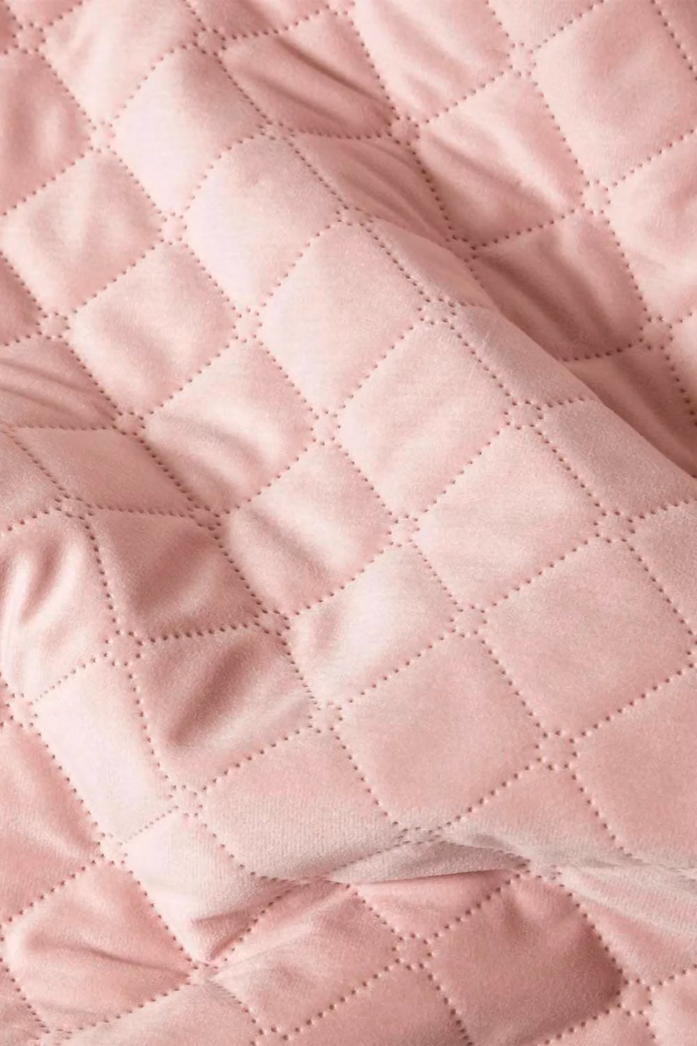 Homescapes Diamond Quilted Velvet Throw in Pink, W: 150 cm, D: 200 cm – 2