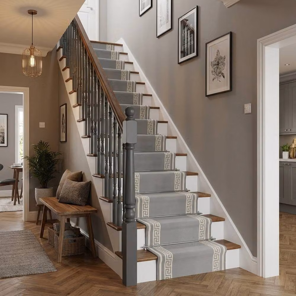 runrug Soft and Comfortable Stair Runner in Light Grey, W: 60 cm, L: 540 cm – 5