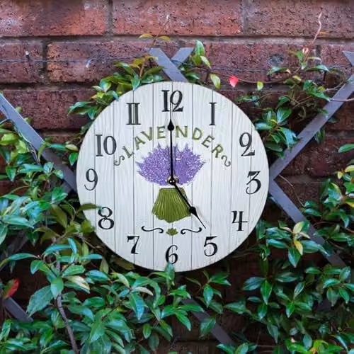 mysmartbuy Floral Round Wall Clock in White and Purple, Diameter: 27 cm – 1