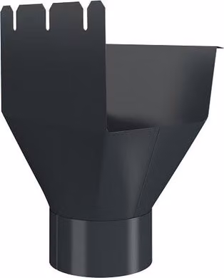 Lindab Rectangular Galvanised Steel Gutter Outlet, Anthracite Grey, 140mm