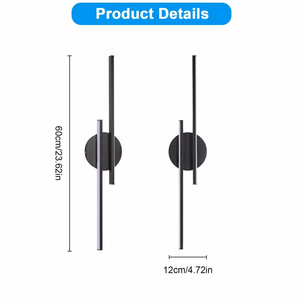 Pheashine Modern LED Wall Light, 24W Cool White, Black Up and Down Sconce – 2