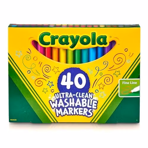 Crayola Ultra Clean Fine Line Washable Markers, 40 Count, Multicolour – 1