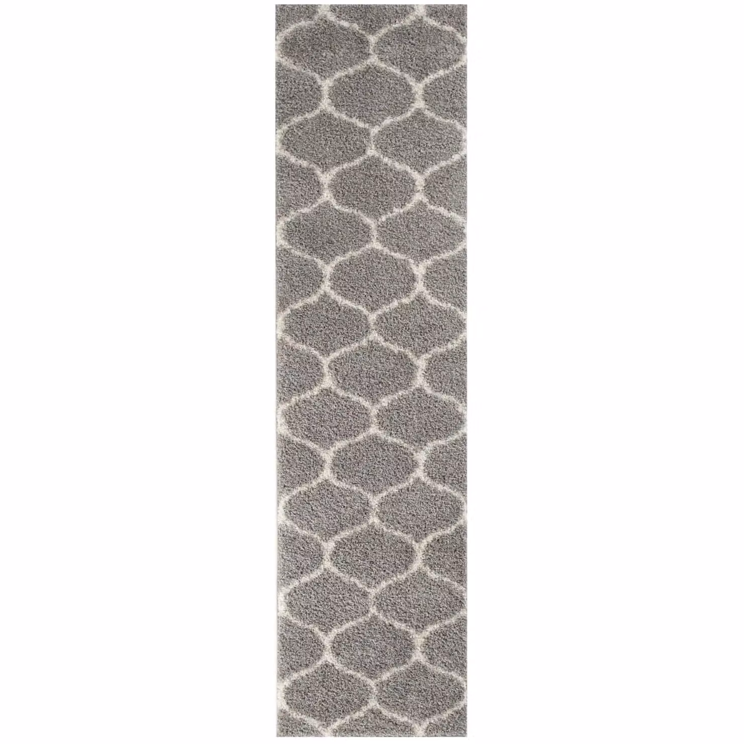 THE RUGS Moroccan Soft High Pile Shaggy Trellis Rug, Grey, W: 200 cm, D: 290 cm – 3