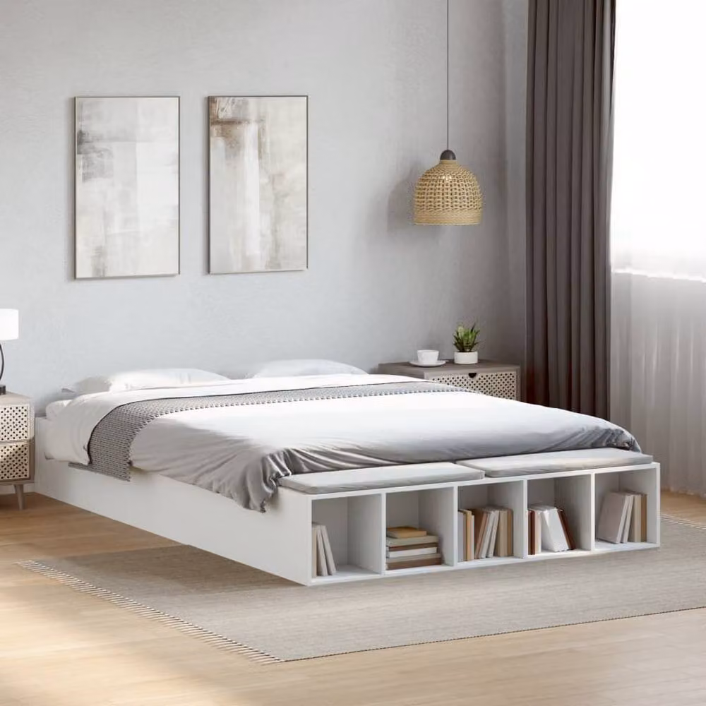 Berkfield Home Modern Bed Frame in White, W/D/H: 150 x 200 x 30 cm – 2