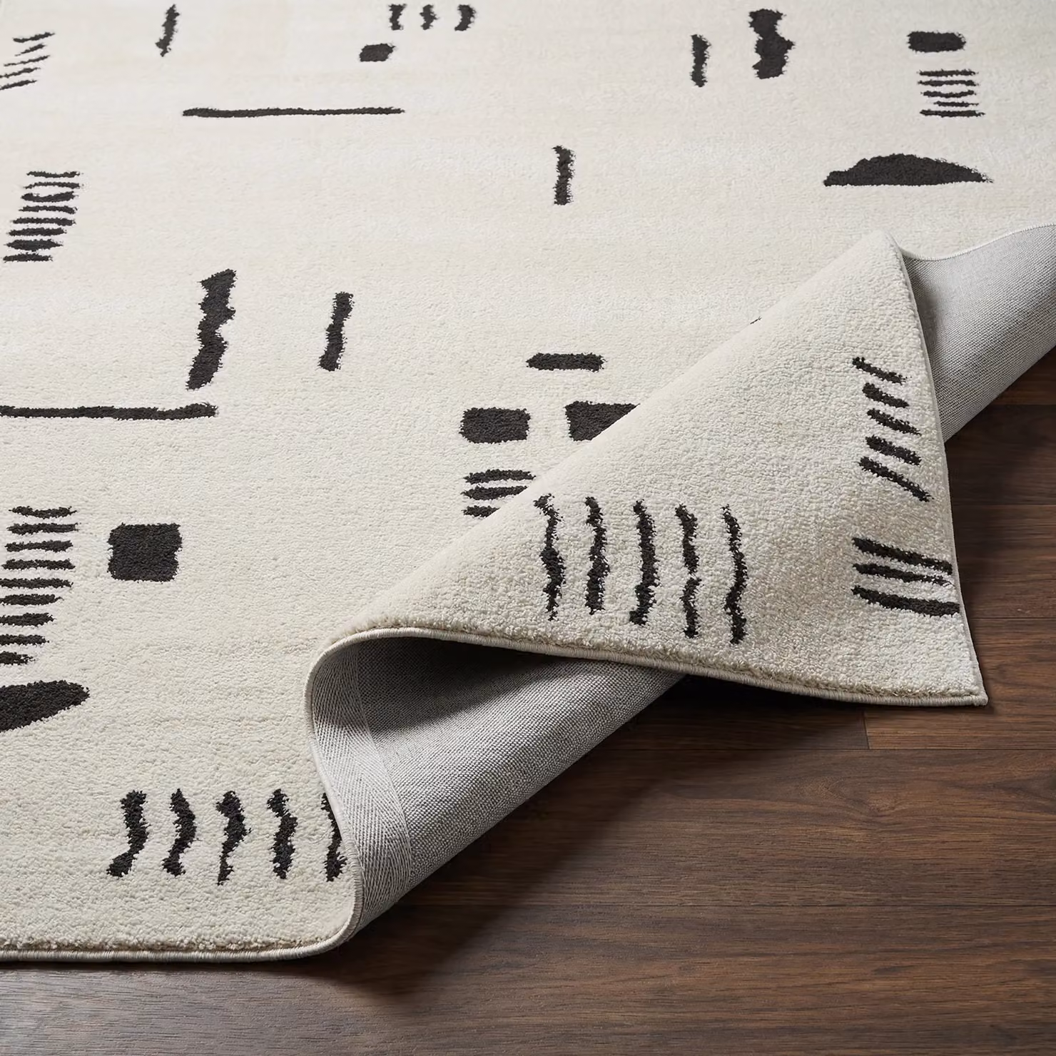 Livabliss Freud Modern Abstract High Pile Rug in Black and White, W: 160 cm, D: 215 cm – 3