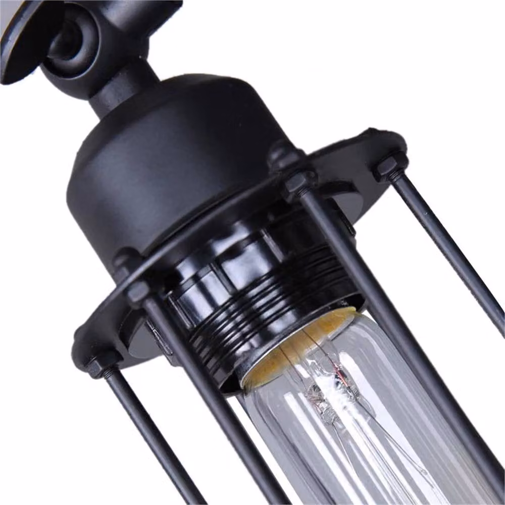 SPETLEK Modern Black Industrial Metal Cage Wall Light with Adjustable E27 Fitting – 3