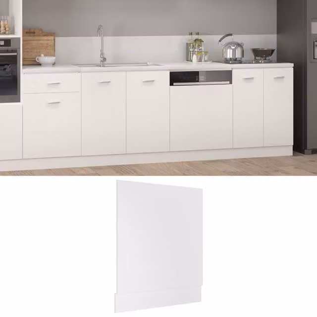 Berkfield Home White Dishwasher Panel, W: 59.5 cm, D: 3 cm, H: 67 cm