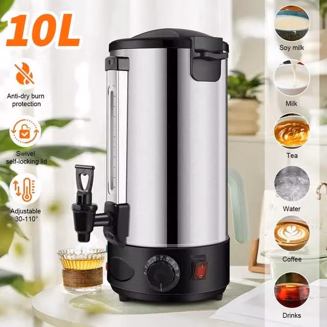 PAWNORA Electric Catering Hot Water Boiler in Silver Stainless Steel