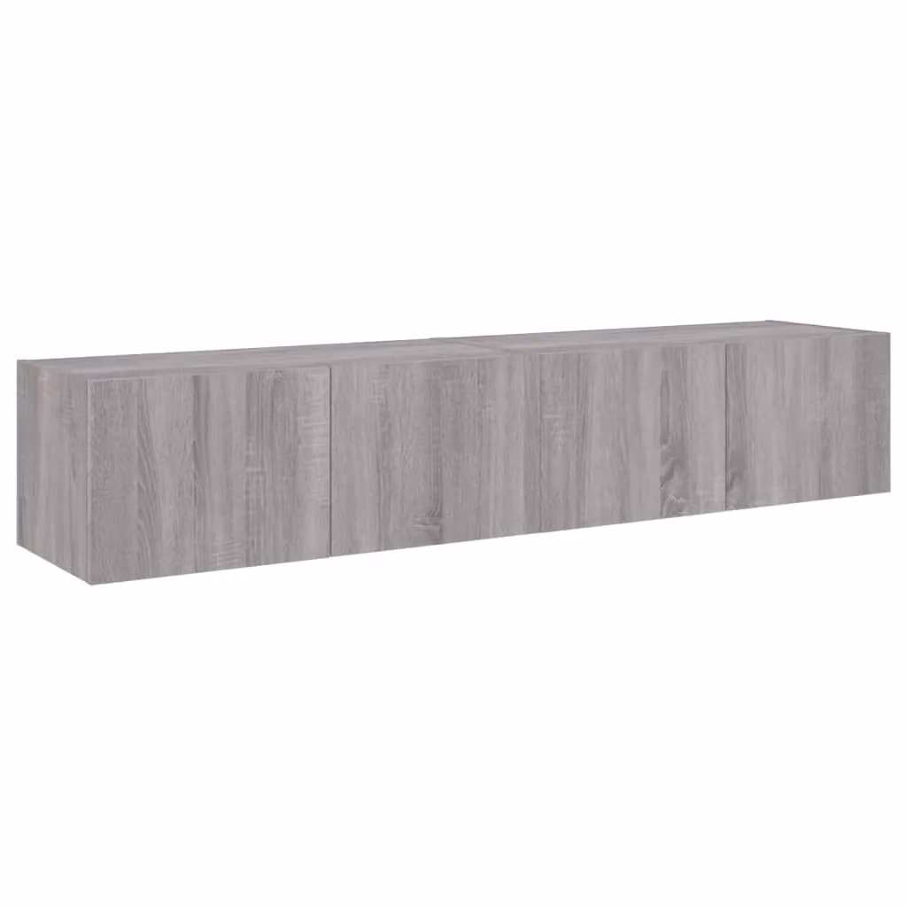 Berkfield Home Set of 2 Modern Wall Mounted TV Cabinets with LED Lighting in Grey Matt, W/D/H: 80 x 35 x 31 cm – 4
