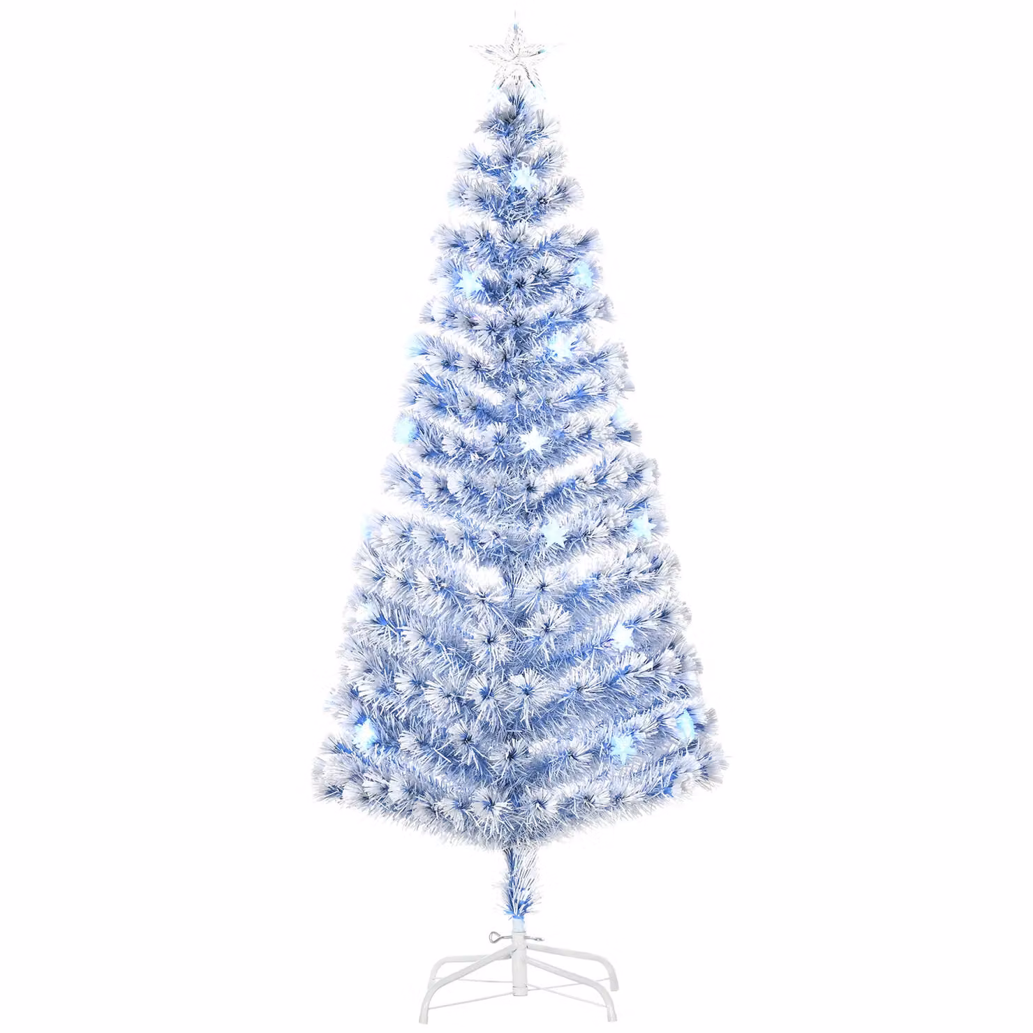 HOMCOM Artificial Fibre Optic Christmas Tree with LED Lights in Blue, White and Multicolour, H 152.4 cm x W 82.0 cm – 2