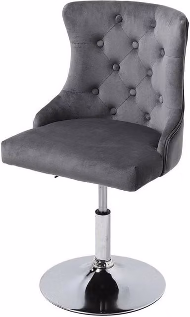 KORVIXA Grey Velvet Bar Stool with Adjustable Seat and Metal Frame – 1