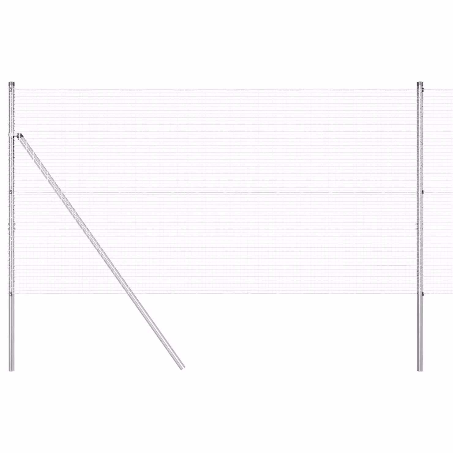 Berkfield Home Set of 2 Galvanised Steel Round Mesh Fence Posts, Silver, H: 1 m, W: 10 cm – 2