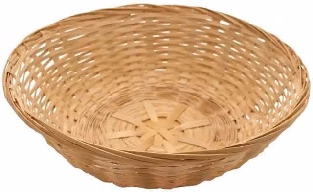 KDMD Wicker Bread Basket Set of 2, Light Brown, Stackable Rattan with Fabric Lining, Width: 40.64 cm