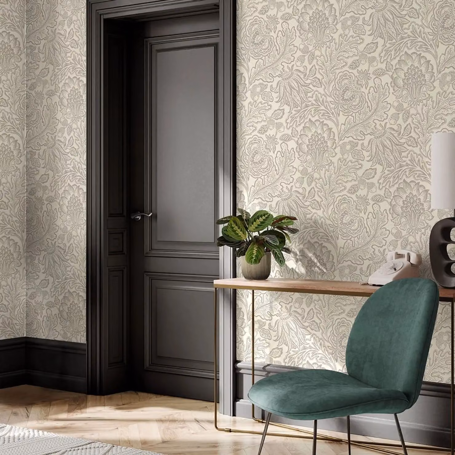 Belgravia Fernhurst Floral Trail Botanical Wallpaper in Silver – 2