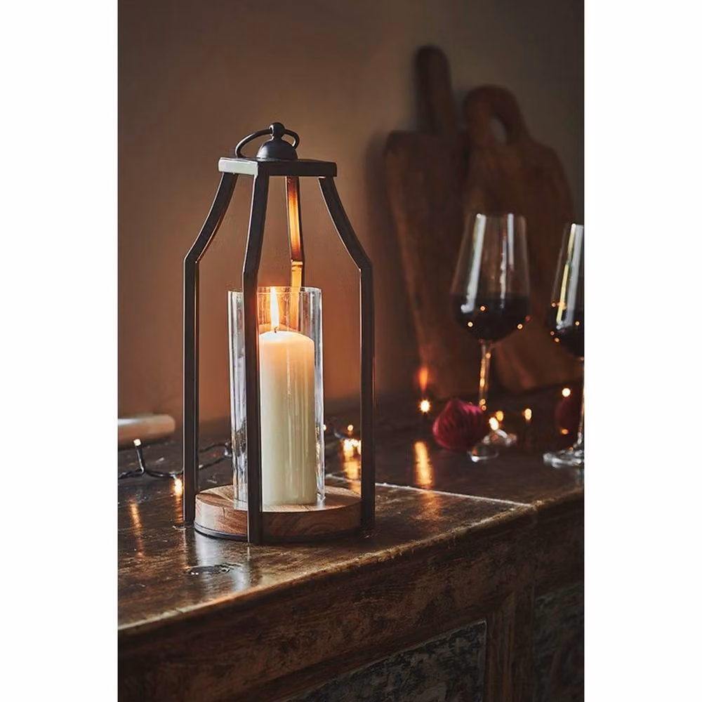 Lemon Pavilion Furniture and Decor Felicity Circular Base Lantern in Black, W20 x D20 x H44 cm – 2