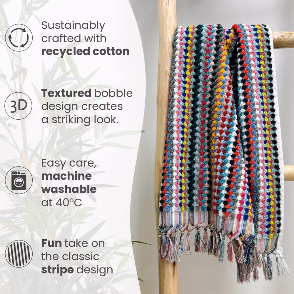 Allure Bath Fashions Multicolour Popcorn Textured Hand Towel Set of 4, Made from 100% Recycled Cotton – 3
