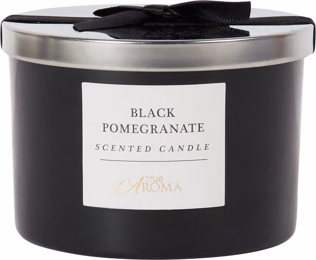 True Aroma Black Pomegranate Fruity Tabletop Candle in Black