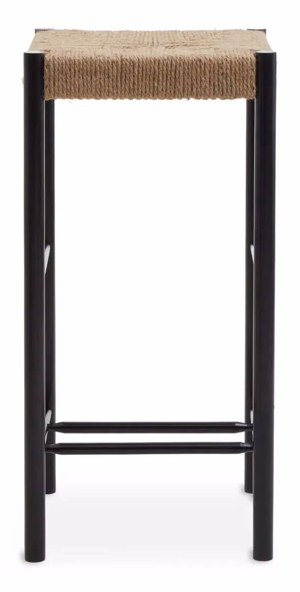 Premier Housewares Rustic Beechwood Bar Stool with Black Rope Weaving, W35 x D35 x H72 cm – 6