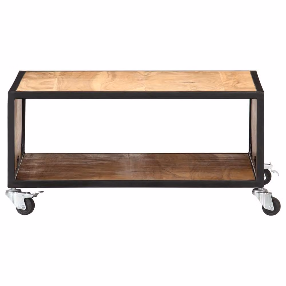 Berkfield Home Rustic Brown Solid Acacia Wood Square Coffee Table W/D/H: 70 x 70 x 32 cm – 2