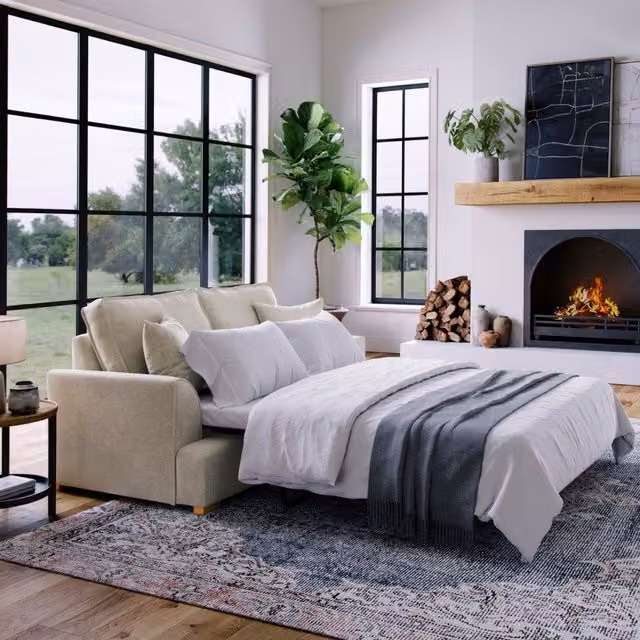 The Great Sofa Company Ophelia 2 Seater Chenille Sofa Bed in Sand/Beige – 1