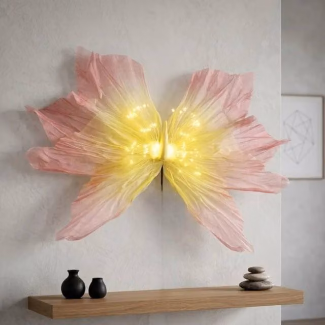 Garden Greatness Lunaria Aurora Peach LED Butterfly Wall Light in Multicolour