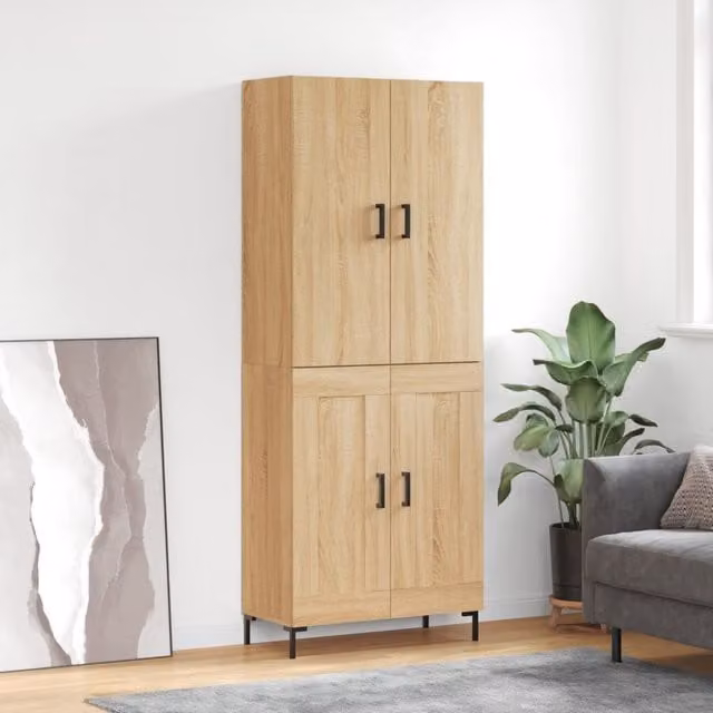 Berkfield Home Sonoma Oak Highboard in Brown, W/D/H: 69.5 x 34 x 180 cm – 1