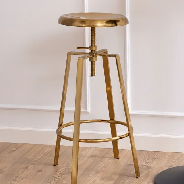 Furniture To Go Goose Bar Stool in Gold Metal with Glossy Finish