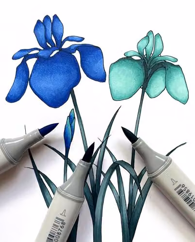 COPIC Sketch Coloured Marker Pen Set of 6 Sea and Sky Blue Multicolour Brush Tip Ink Markers – 2